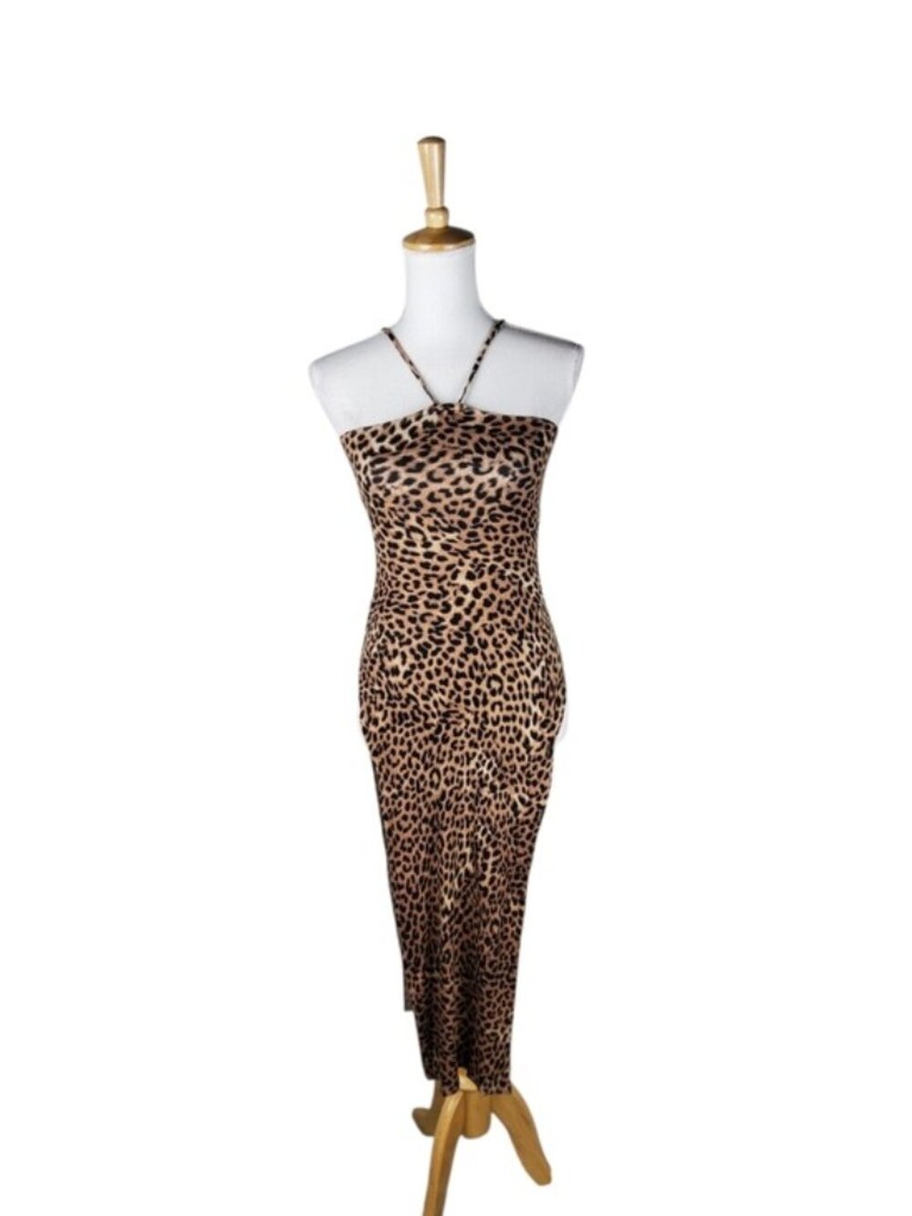 Olivaceous Leopard Print Slip Dress in Brown and Black Small